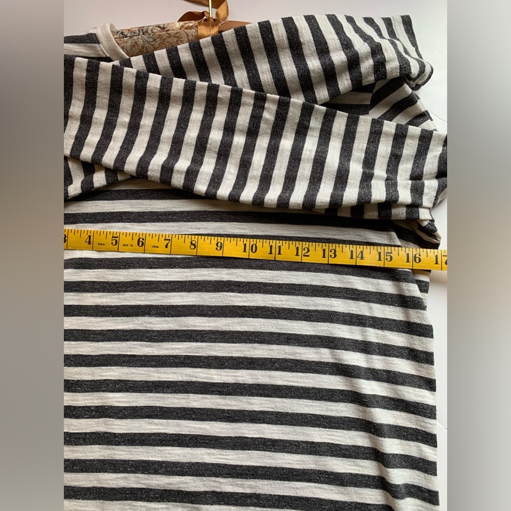 Sonoma Goods For Life Striped Everyday Tee S Gray White Long Sleeve - Picture 6 of 9